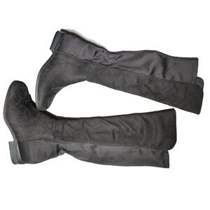 Womens Black Knee High Boots Size 8 Stretch Riding Boots Low Heel
